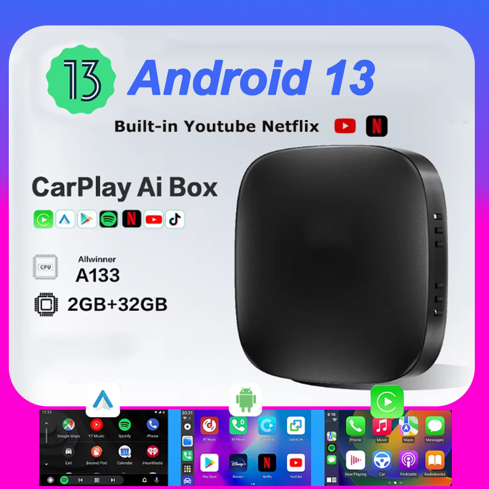 Carplay Box Android 13 Wireless Android Auto Smart TV Box Car Intelligent System WIFI Support Netfli