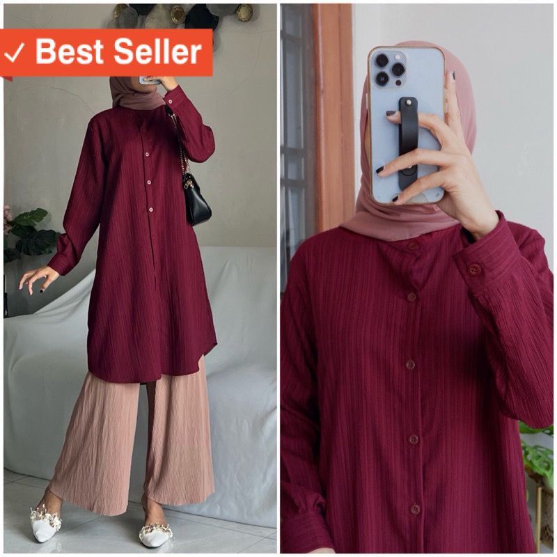 Fashion Muslim Tunik Wanita Keren Modern / Tunik Polos Wanita Lady Crush Oversize / Tunik Zalfa Jumb