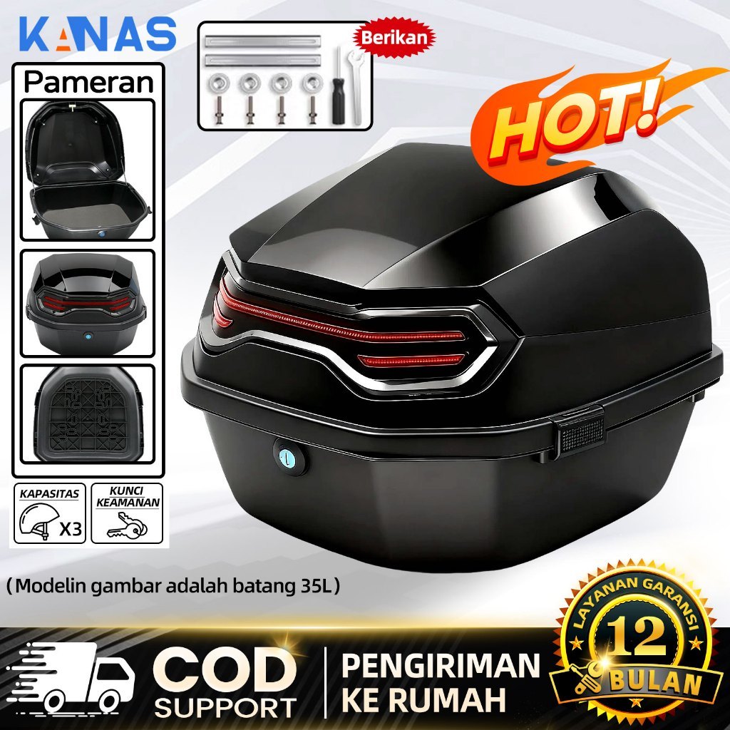 Pohac [READY STOCK]  Box Motor 35L box motor belakang ABS Muat 3 Helm motor box Cocok untuk Motor