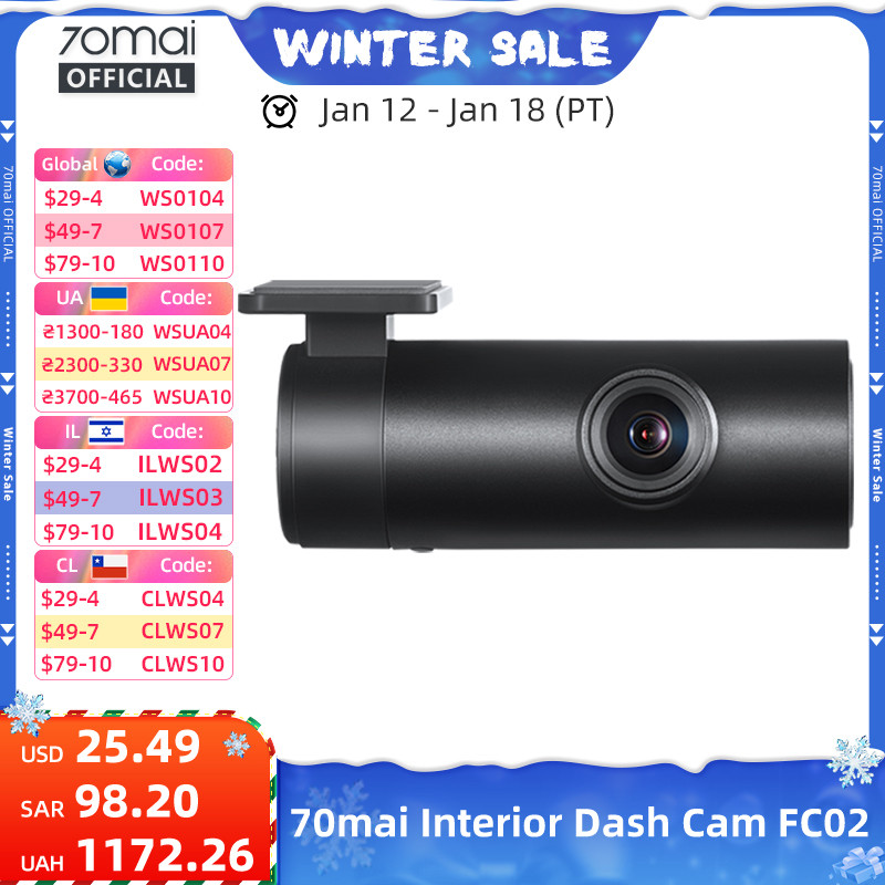 70mai Interior Cam FC02 Fits for 70mai A510/A810/A800S/A500S/A400 (Cannot use together with rear cam
