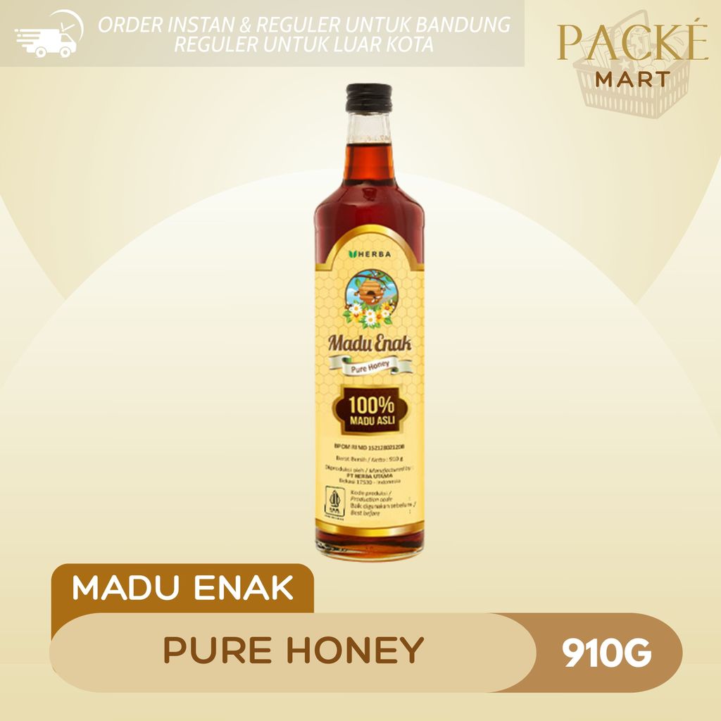 Madu Enak Pure Honey 910g / Madu / Pure Honey / Madu Premium / Madu Botol / Madu Sehat / Botol Kaca