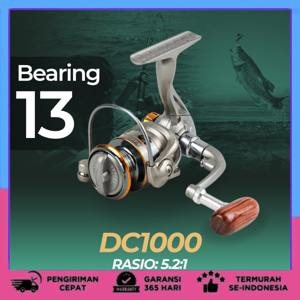 Reel Pancing Spinning Fishing 13 Ball Bearing 5.2:1 DC1000 - Gray Rel Ril Rill Real Reel Pancing