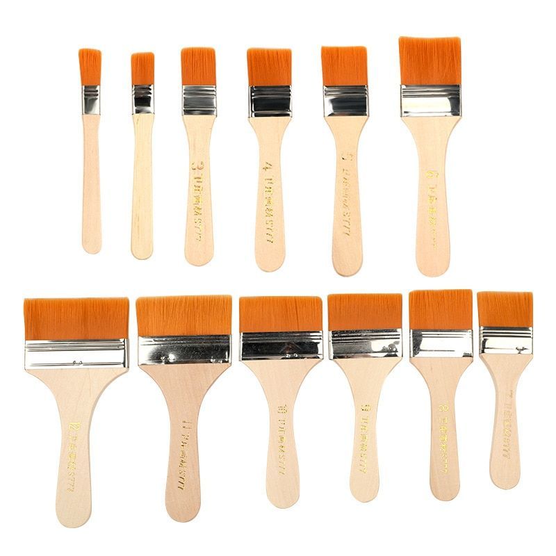 Kuas Lukis Besar 12Pcs/Set Paint Brush Nylon Kuas Lukis Flat Kuas Lukis Lebar Kuas Cat Tebal -