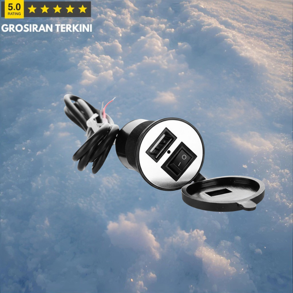 Alat Cas HP di Motor Aki USB Waterproof Aman Saat Hujan Anti Konslet
