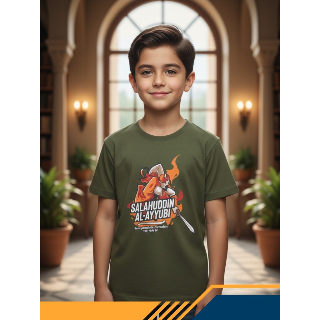 Kaos Anak Laki-laki Murah Kaos Anak Islam SALAHUDDIN AL-AYYUBI 5-12 Tahun