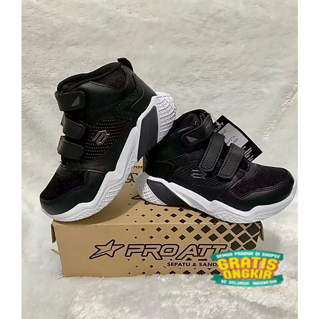 Sepatu Sekolah Anak Pro ATT GLT 210VT Dua Warna Hitam Putih & Full Hitam Size 31 - 38 PERMATA JAYA/ 