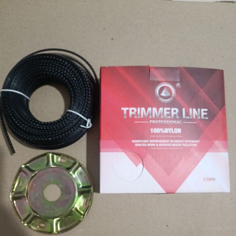 MAHAA.STORE Tali Senar Mesin Potong Rumput Bergerigi 3MM 30 Meter & Piring Senar Khusus 3MM Trimmer 