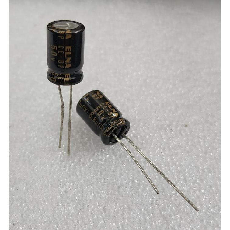 Elco Capacitor 6.8uf 50v BP Bipolar ELNA 8mm x 12mm -  per 2 pcs