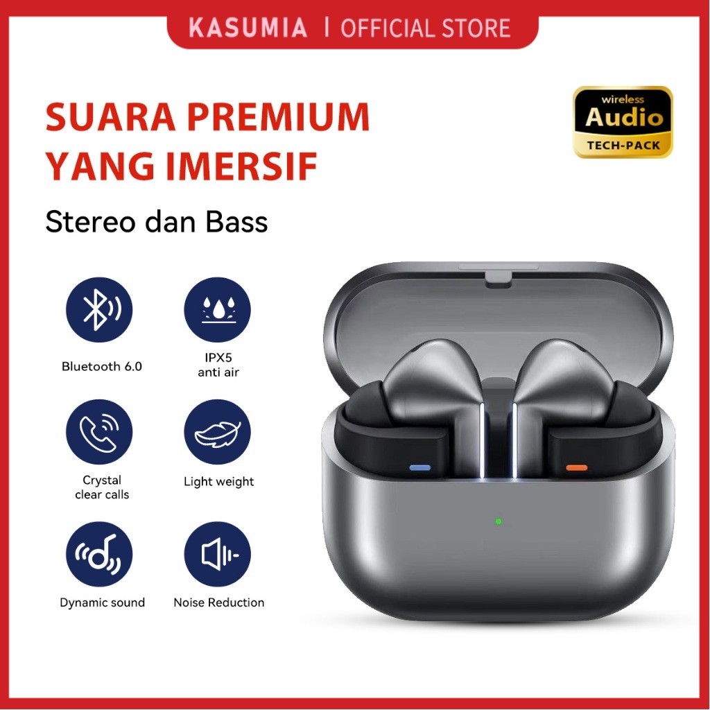 KASUMIA Headset Bluetooth 6.0 ANC Stereo TWS Wireless 360 Audio Earbuds dan Bass  Suara lmersif deng