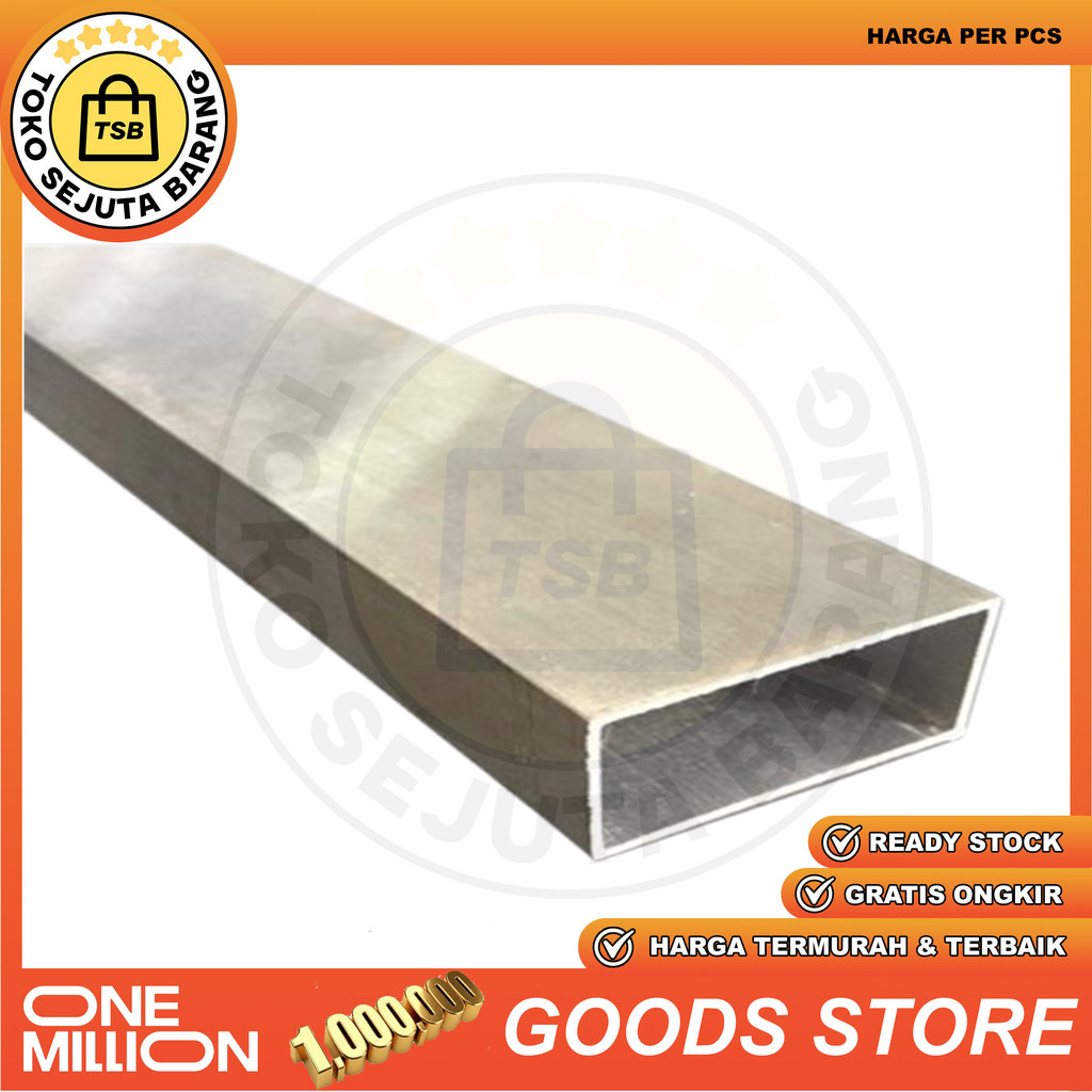 Hollo Aluminium 25 mm x 76 mm Pipa Hollow Kotak Persegi Silver Gold Brown Rangka Petak Pagar Plafon 