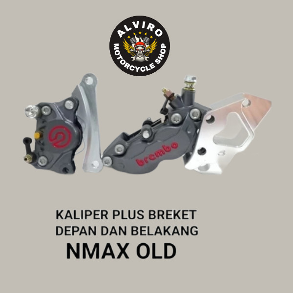 Paket Kaliper Depan & Belakang Plus Breket Nmax Lama, Kaliper Depan Big Pot 4p Brembo & Belakang 2p