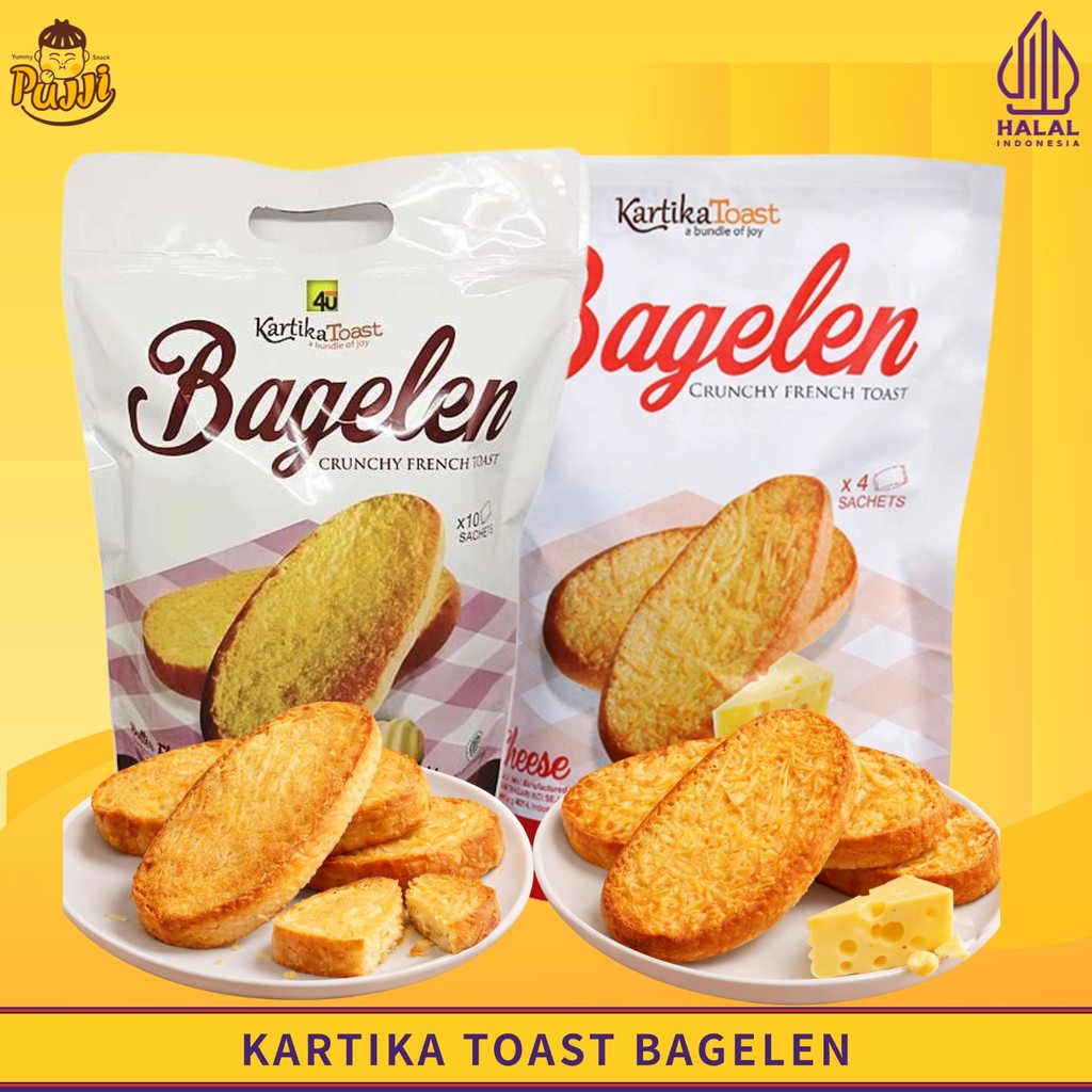 Kartika Toast BAGELEN Crunchy Fresh Butter & Cheese | Kue Kering Pouch | Cemilan Roti Kering Renyah 