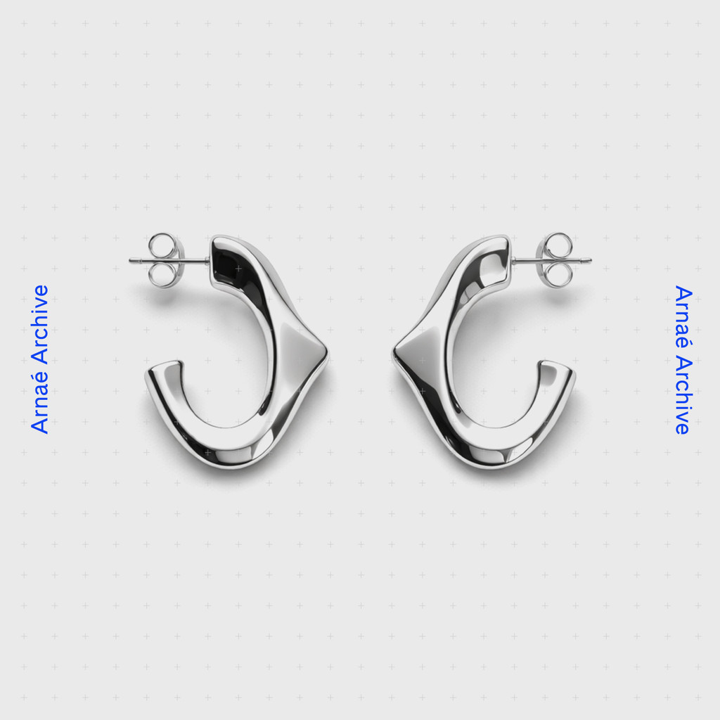 Arnae Archive — Lyra Curve Stud Earrings — Anting Unisex Premium Stainless Steel Anti Karat