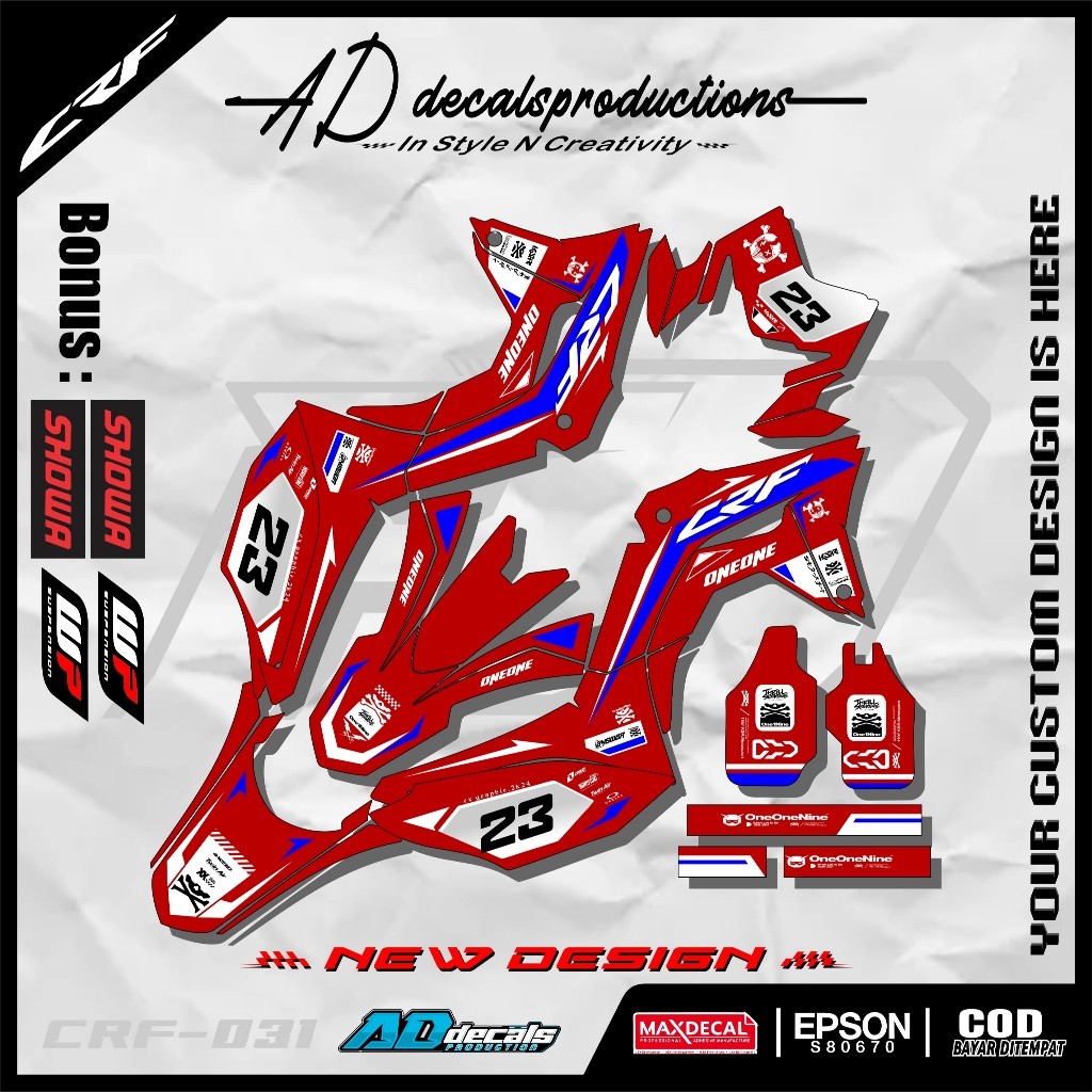 Decal Sticker Fullbody CRF150L design merah keren bebas custom ad decals-31