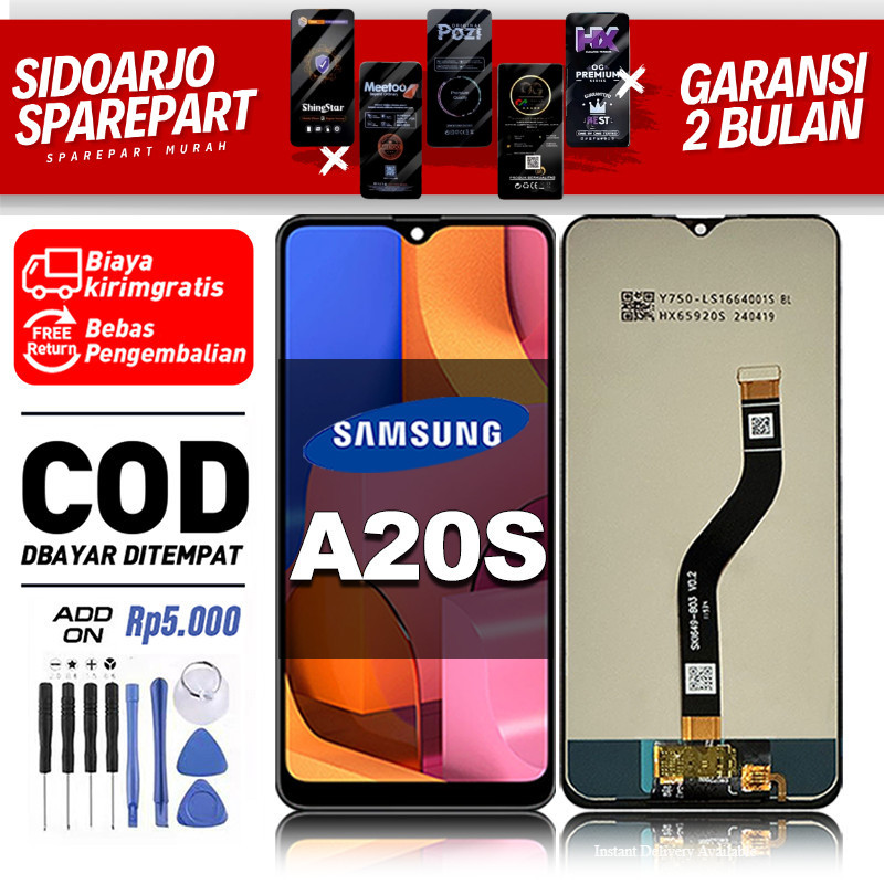 LCD Samsung A20S Touchscreen Fullset-Original Compatible For Glass Touch Screen Digitizer ori-asli C