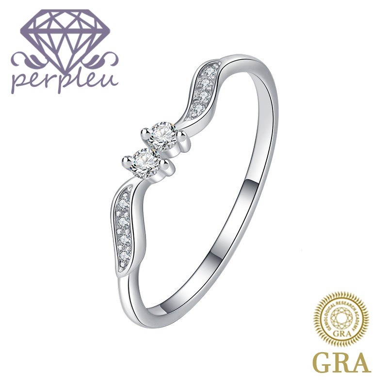 Sertifikat GRA Gratis Cincin Tipis Berlian Kecil Moissanite Daun Willow Gaya Korea Kreatif Untuk Wan