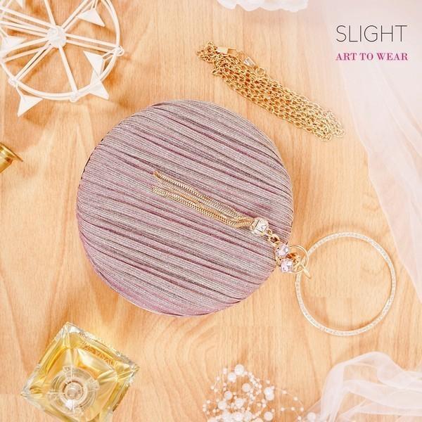 Clutch Topaz Pink Rosegold Tas Pesta Import Mewah Elegan