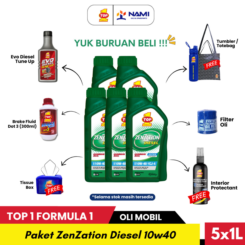 *TOP 1 PAKET ZENZATION DIESEL 10W40 (1L)* Oli mobil dan sparepart lainnya - Original