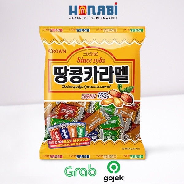 Crown Peanut Caramel Candy 120g - Permen Karamel Klasik dengan Potongan Kacang Asli Made In Korea