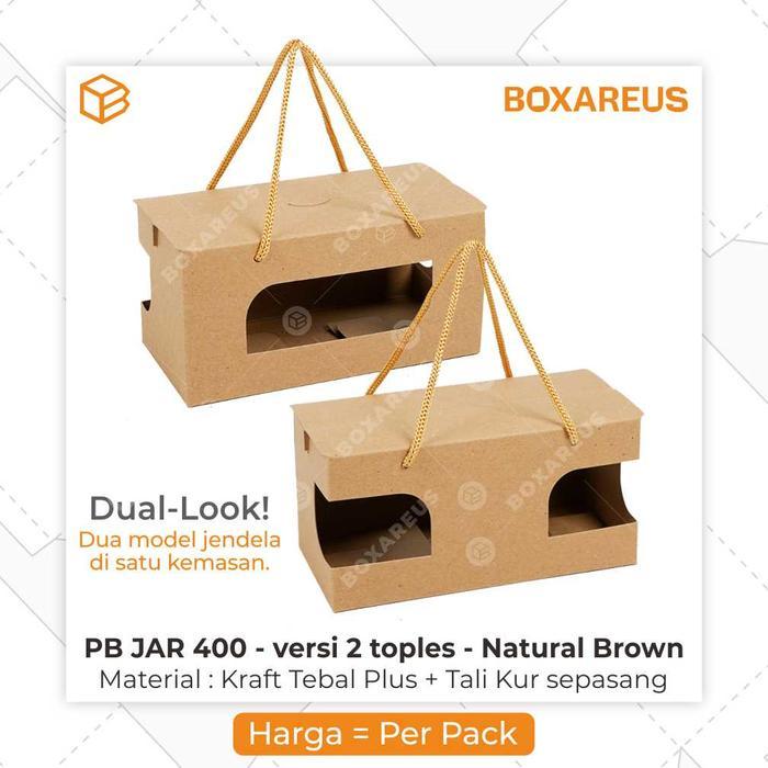 Box Toples Tabung Jar 300 - 400ml Packaging Kemasan Dus Hampers | PB Duo Small Jar 400 - Brown