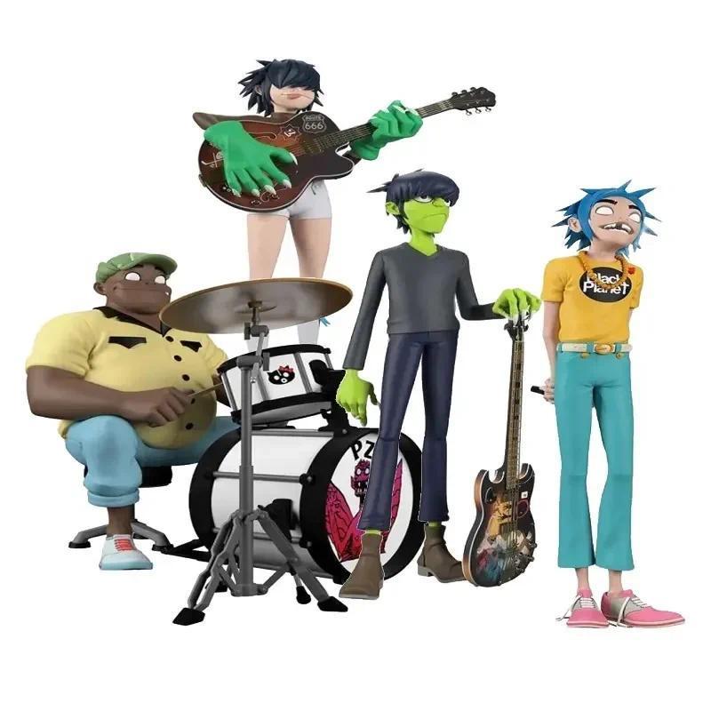 4pcs Gorillaz Band Action Figure 2-D Murdoc Noodle Russel Virtual Rock Band Figurine Resin Doll Room
