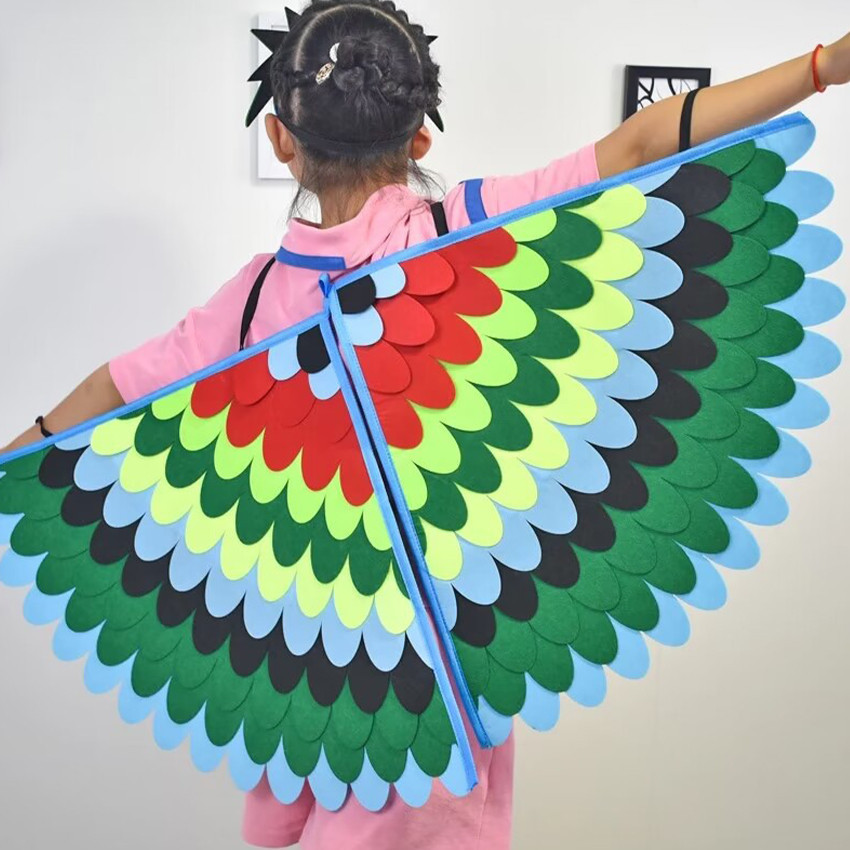 Kostum Burung Anak Dewasa Costume Set Bird Wings Mask Sayap Flanel Cendrawasih, Gagak, Nuri, Elang