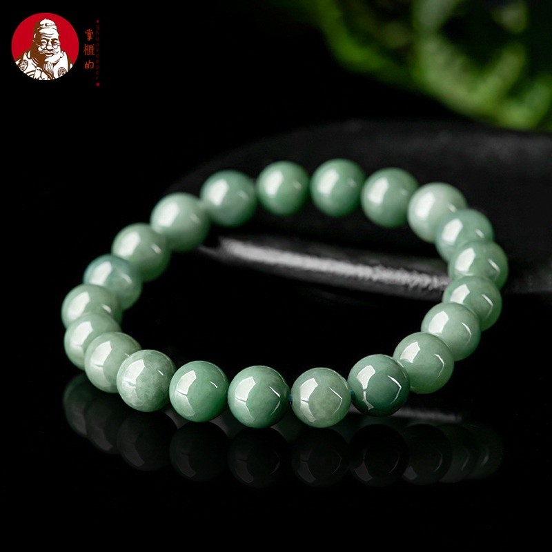 Gelang Hijau Minyak Lilin Giok Barang A Burma Alami Asli Gelang Manik Giok Es 9Mm