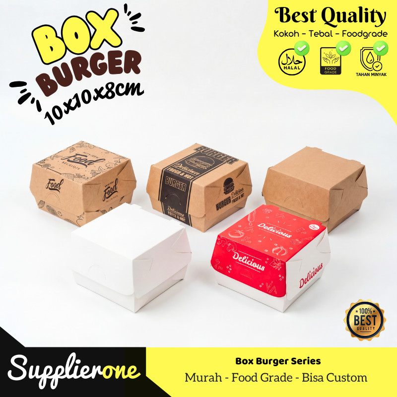 Box Burger, Dus Burger, Kemasan Burger, Tempat Burger, Paper Tray Burger