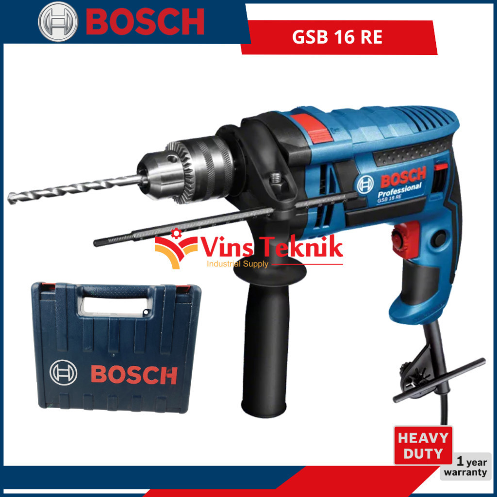 BOSCH GSB 16 RE Mesin Bor Tembok Listrik Impact Drill Hammer Drill 13MM 750Watt + Koper GSB16RE