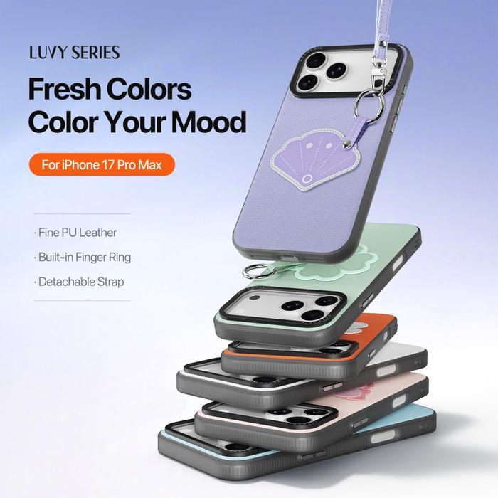 CASE FOR IPHONE 17 PRO MAX / 17 PRO / 17 PHONE CASE FOLDABLE LEATHER RING LUVY SERIES DUX DUCIS - IP