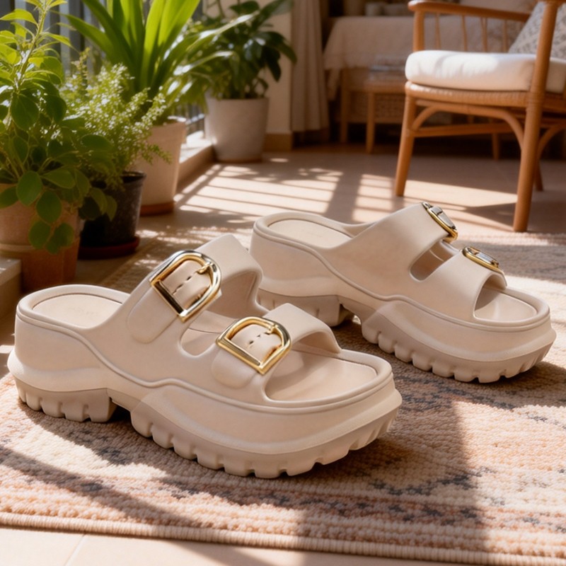 Kadia Sandal Slop Wanita Daphani Wedges Tinggi cm Karet EVA Model Korea Anti-Slip