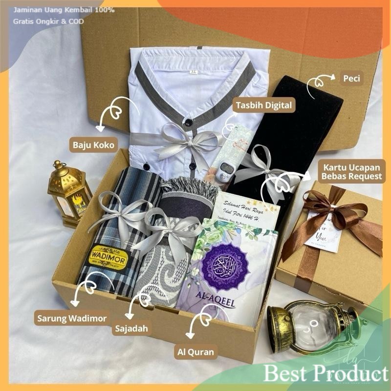 HAMPERS SET ALAT SHOLAT COWOK BAJU KOKO PRIA GIFT BOX SESERAHAN PRIA BAJU KOKO ALAT SHOLAT LENGKAP G