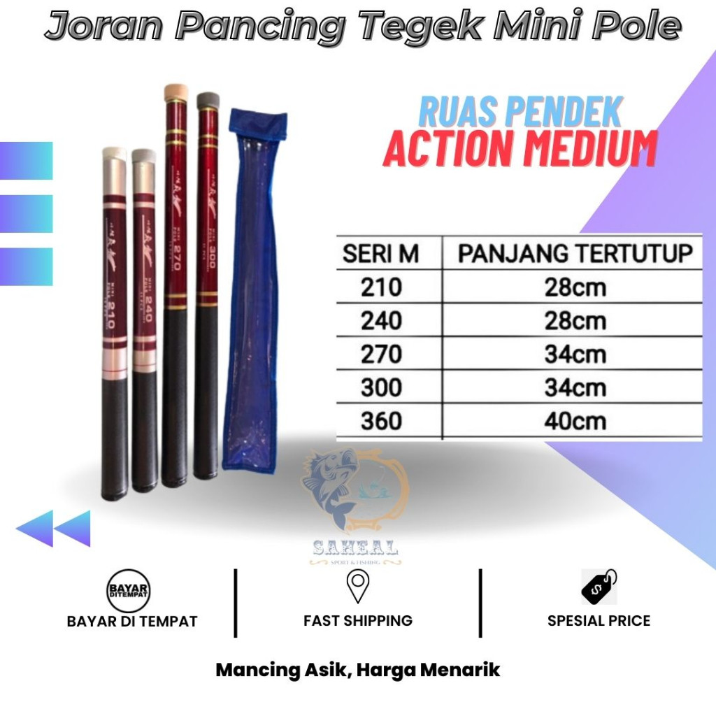 Joran Tegek Mini Pole Panjang 210/ 240 /270 /300 / 360CM