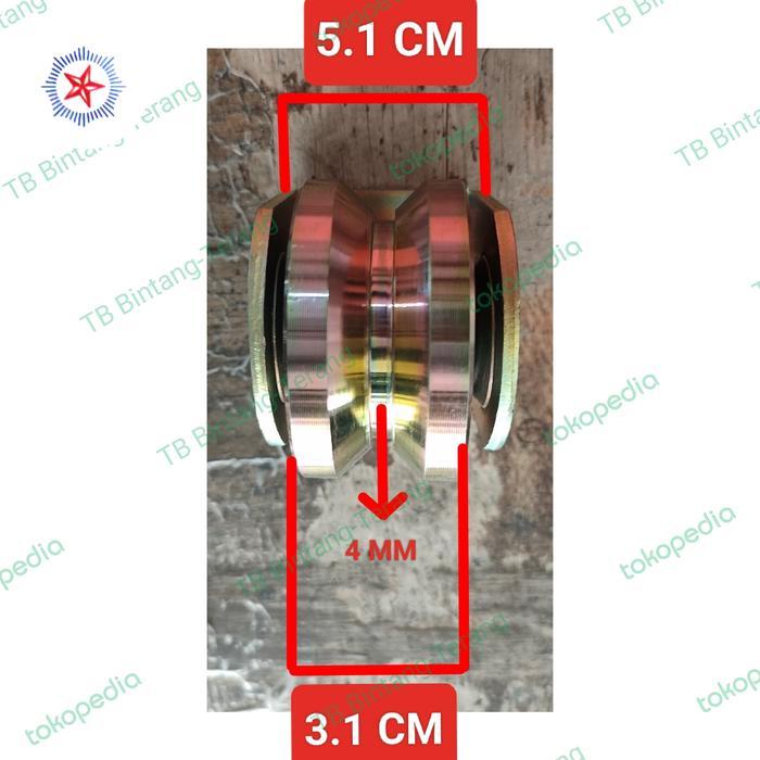 RODA REL BESI BAJA 3" INCH MODEL V GROOVE UNTUK GERBANG PAGAR RUMAH