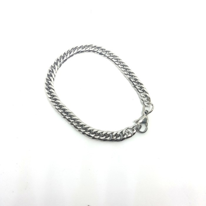 GELANG PRIA COWOK RANTAI BESAR TITANIUM STAINLESS BRECELET PUTIH PERAK KEREN ANTI KARAT / GELANG RAN