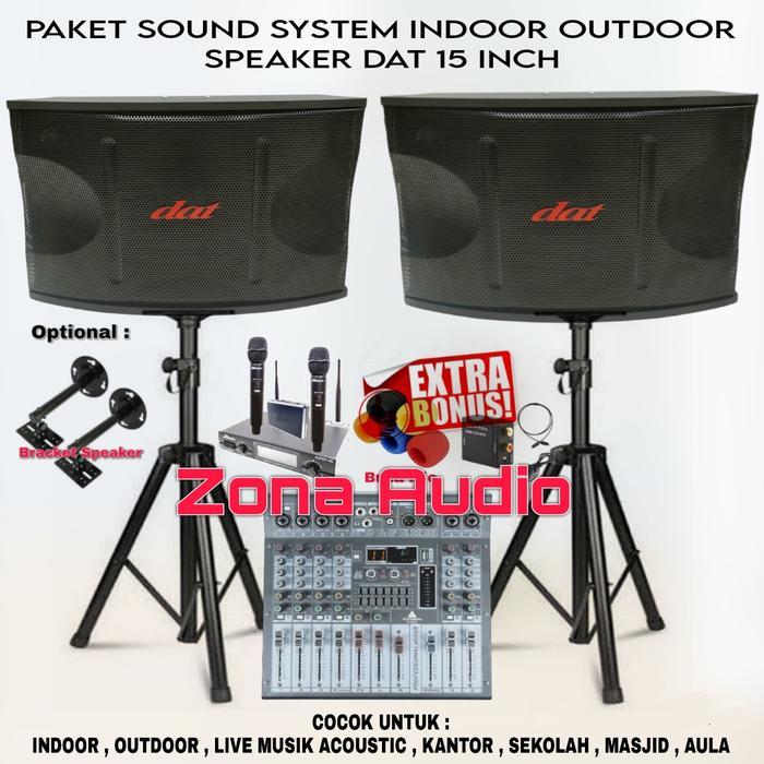 PAKET SOUND SYSTEM INDOOR OUTDOOR LIVE MUSIK KARAOKE SPEAKER DAT 15 INCH POWER MIXER 6 CHANNEL MURAH