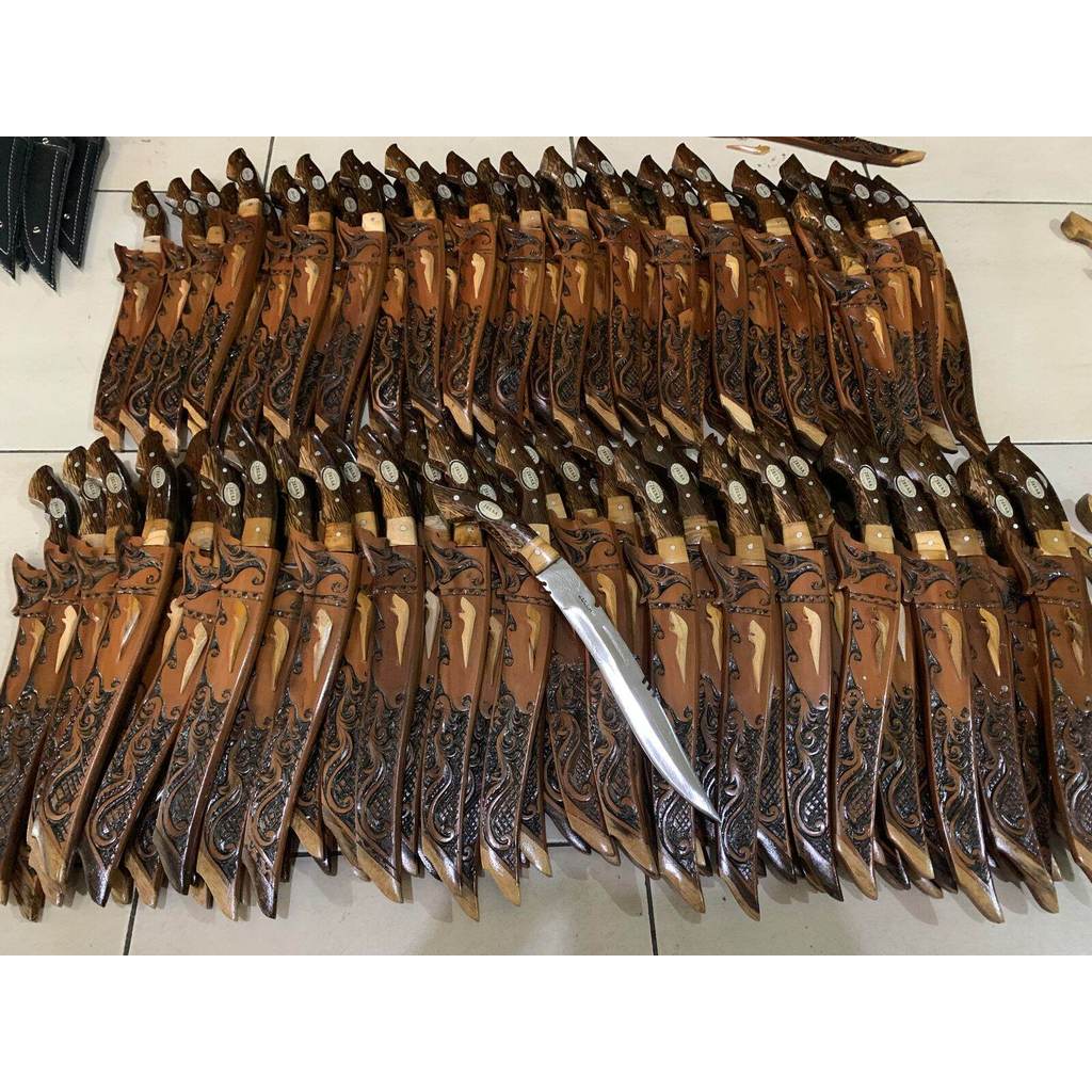 pisau badik pisau baja fulltang motif ukiran