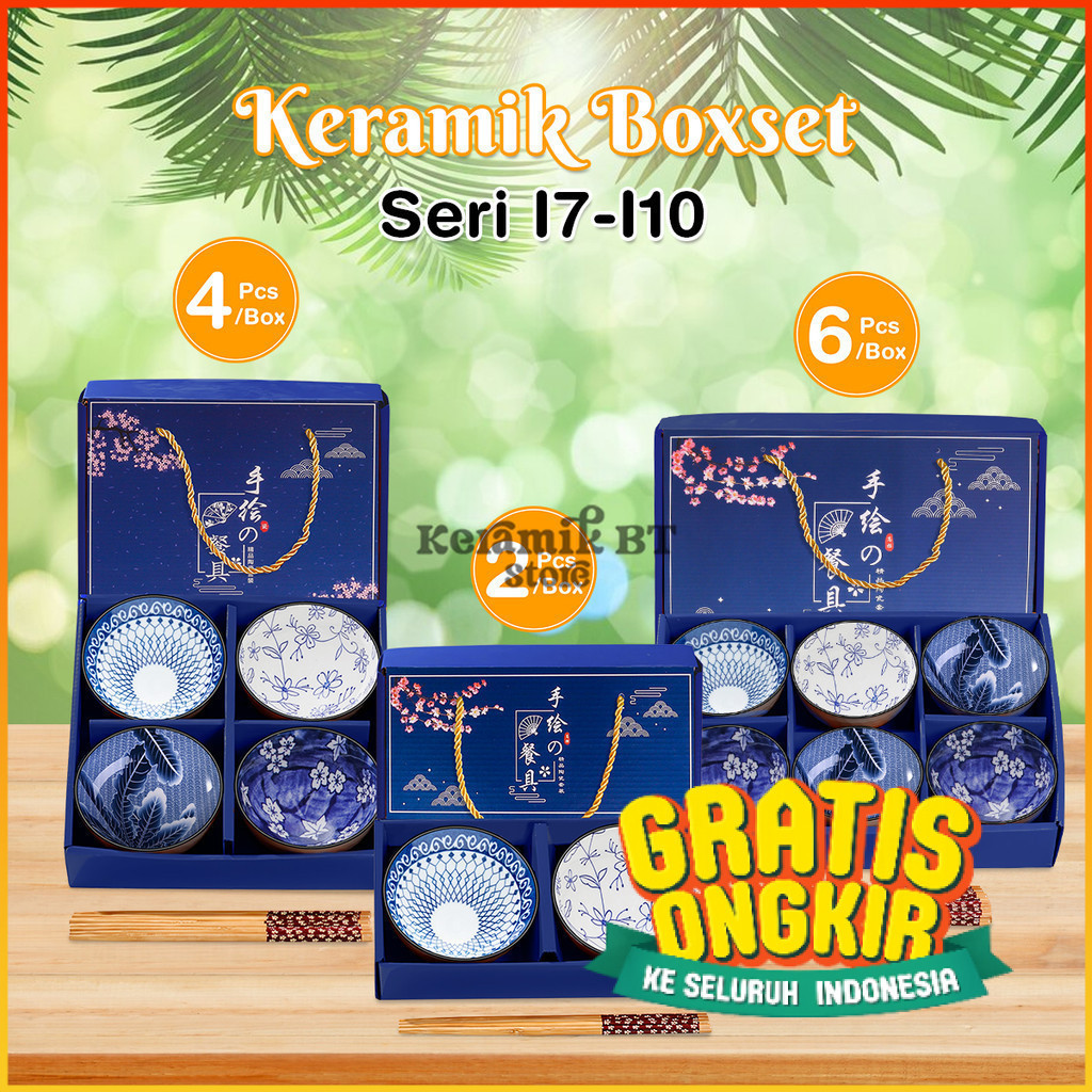 Hampers Parcel Gift Set Keramik Peralatan Makan Mangkok Keramik Gaya Japan Boxset Seri-I Bowlset/ Hi