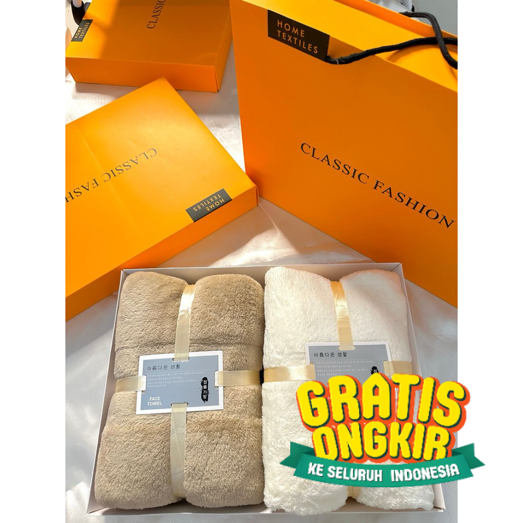 [HY.Beauty.id] Hampers Set Box 2in1 Handuk Besar 70x140cm Couple Pasangan / Hampers Kado Souvenir / 