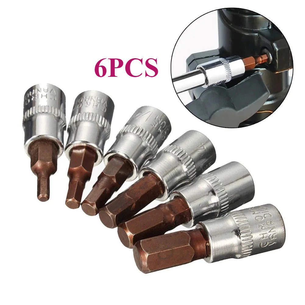 6Pcs Mata hexagonal Hex Bit Socket set Mata Kunci Shock Torx Bintang Drive Mata Hex Bit Socket