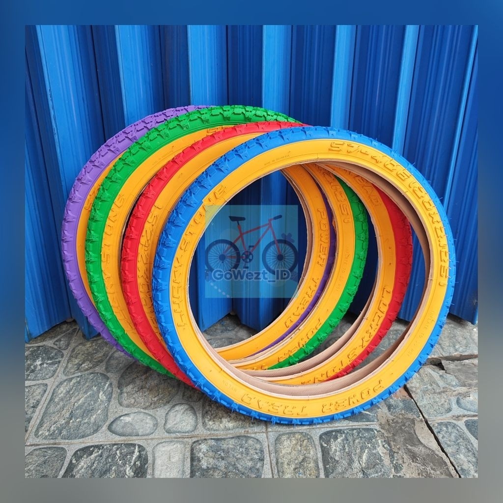 Ban Luar Sepeda Ukuran 20 x 2.125 Lucky Stone Power Tread Warna Anak BMX Lipat Mini | High Quality
