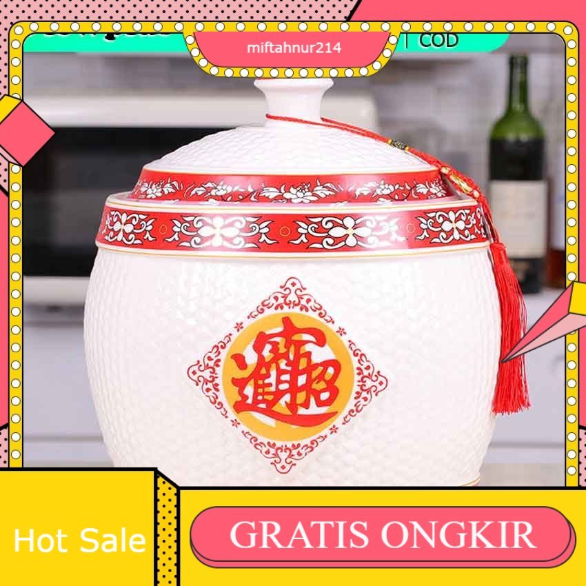 Tempat Beras Keramik Guci Beras Keramik Fengshui