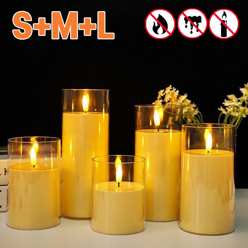 LED Lampu Lilin Ayunan Elektronik Lampu Lilin Elektronik Transparant Lampu Simulasi Lilin Lampu Hias