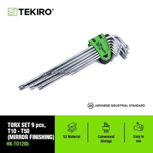 Tekiro HK-TA1206 Kunci L Bintang Lubang Torx Tamper 9 Pcs