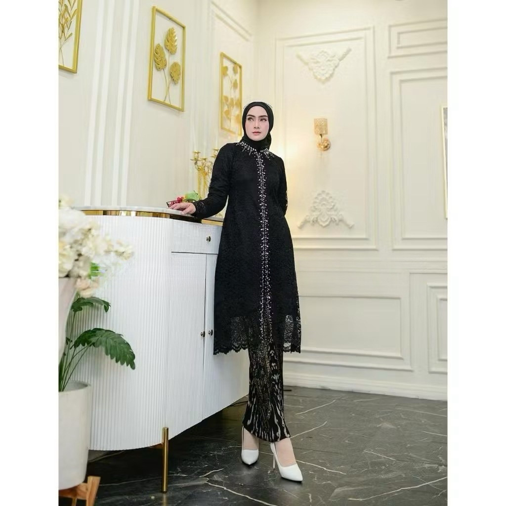 set kebaya tunik brokat busui payet/kebaya brokat payet/kebaya mewah kekinian