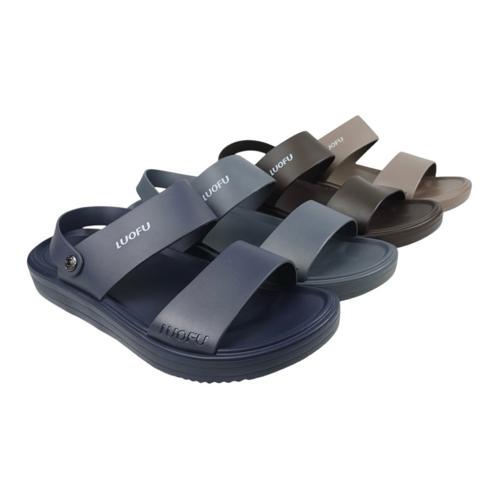 LUOFU Sendal Ban Dua Tali Belakang Jelly Karet Eva Pria E6255-E01 [b04]Luofu Bara Bara