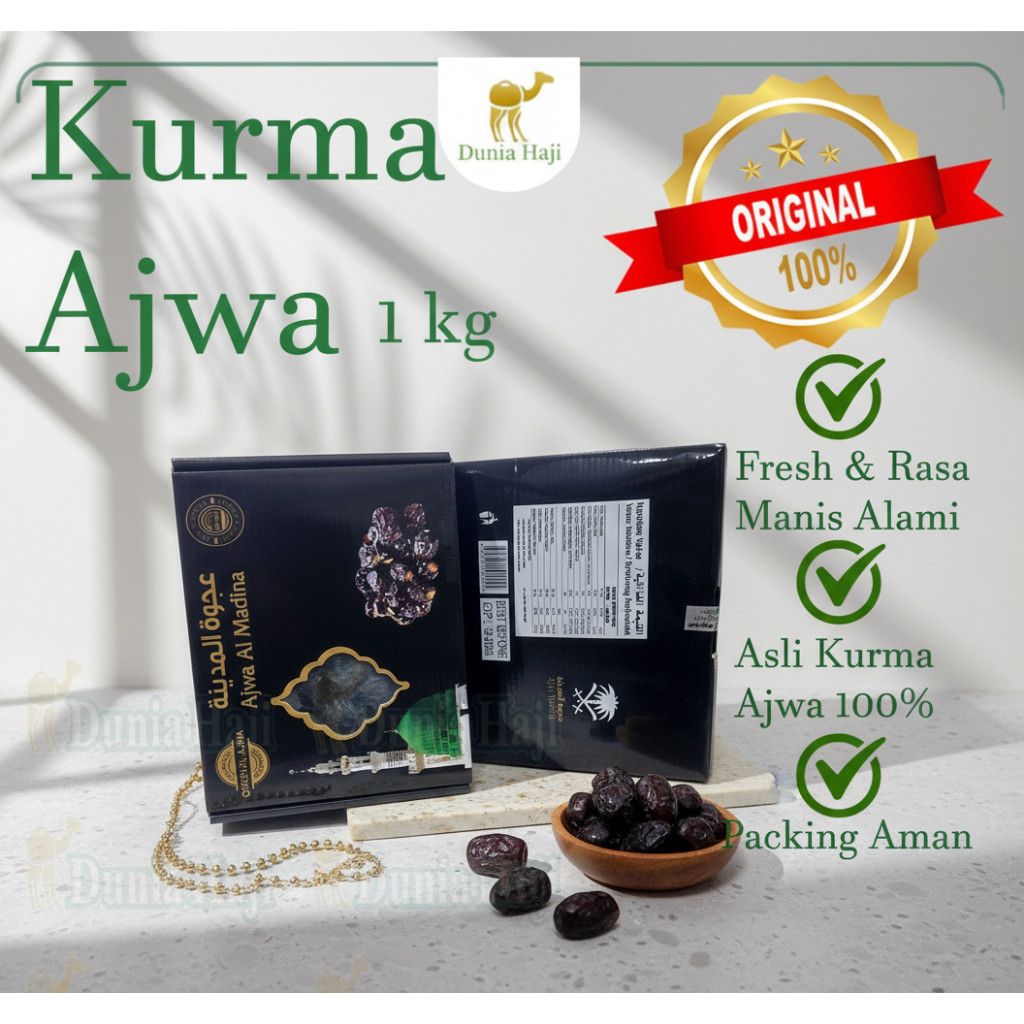 kurma ajwa 1kg asli korma nabi original saudi arabia madinah oleh oleh haji dan umroh