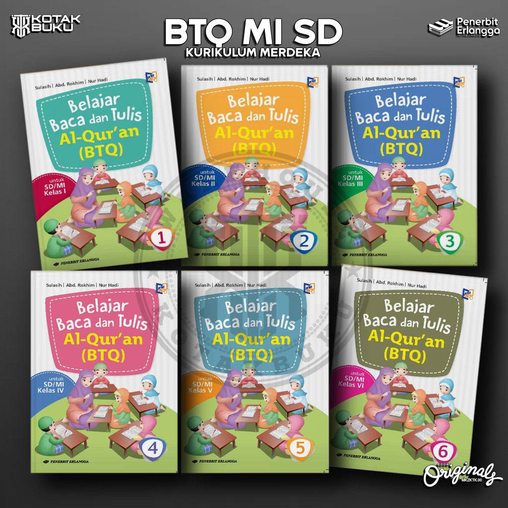 [ Erlangga ] Buku  Belajar Baca Dan Tulis Al-quran / BTQ Kelas 1 2 3 4 5 6 SD MI / BTQ SD