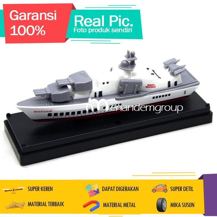 Diecast Miniatur Mainan Perahu Kapal Perang Battleship Navy Missile Metal Mika Susun - Putih by Alls
