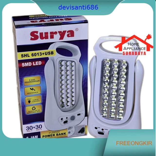 Lampu Emergency Surya USB Charger Darurat 60 SMD LED SHL 6013 SHL6013 SHL-6013